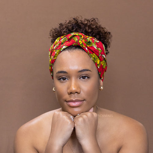 Afrikaanse Rood Gele flowers / hoofddoek - headwrap