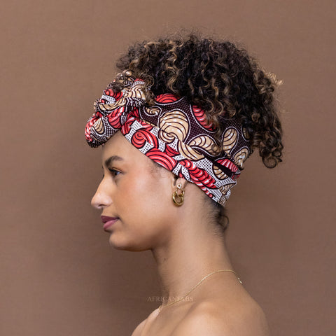 Afrikaanse Beige / bruin Paisley / hoofddoek - headwrap