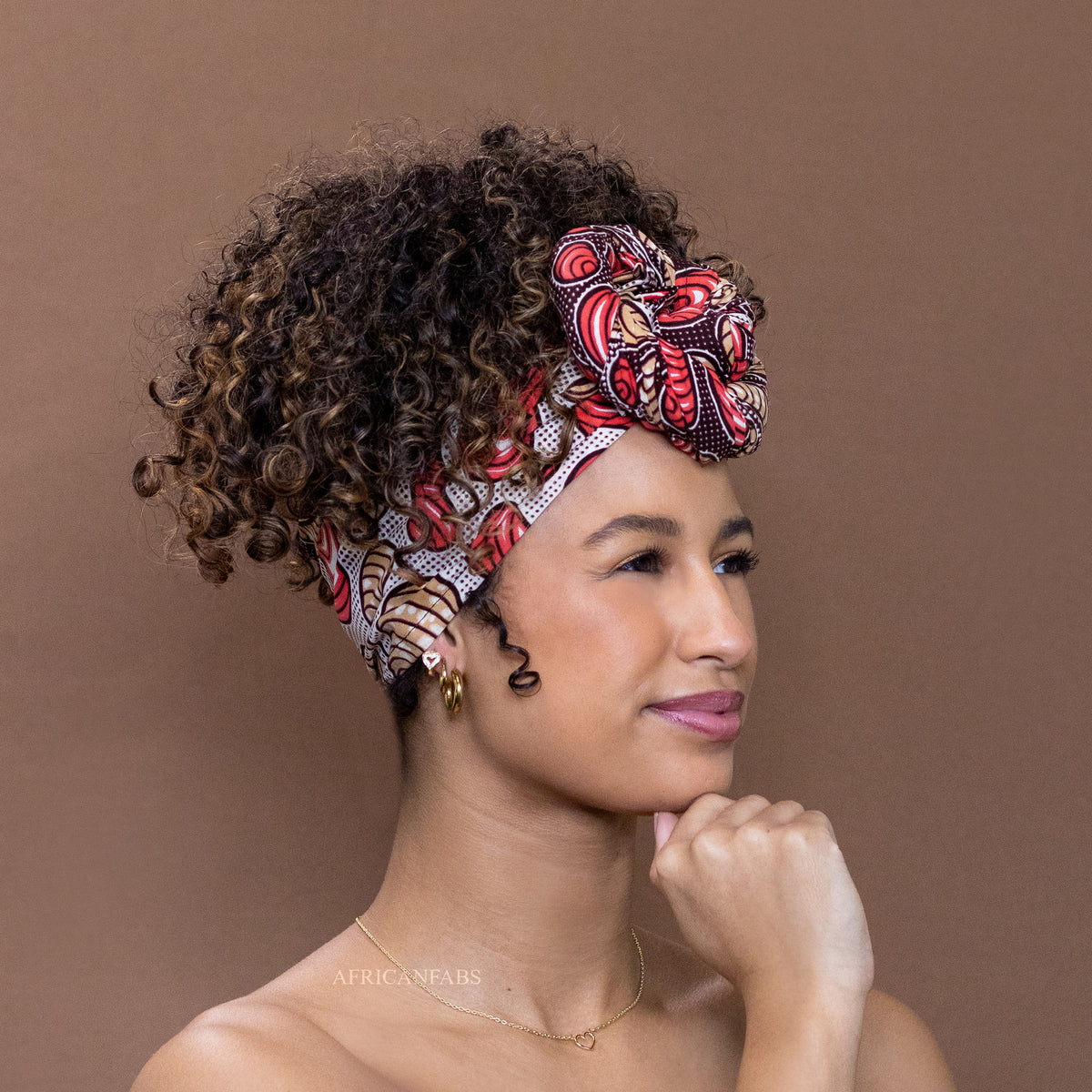 Afrikaanse Beige / bruin Paisley / hoofddoek - headwrap – AfricanFabs