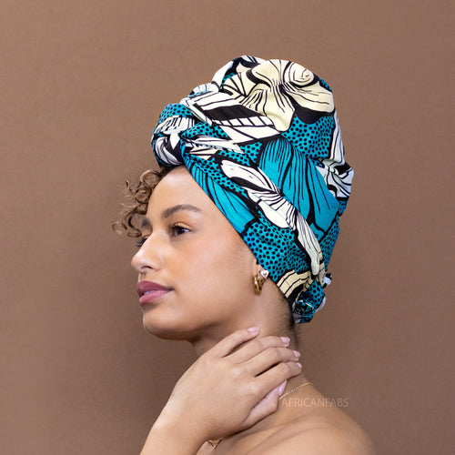 Afrikaanse Donker turquoise bloem hoofddoek - headwrap