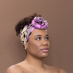 Afrikaanse Paarse grote bloem hoofddoek - headwrap