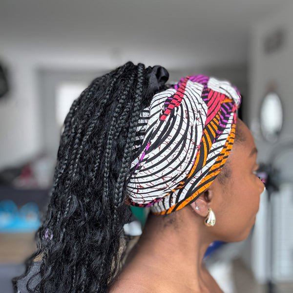 Afrikaanse Oranje & Paars Concentric Circle hoofddoek - headwrap