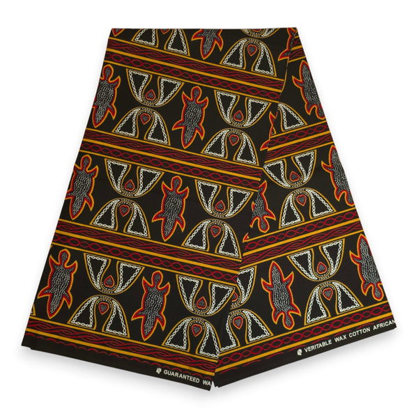 Afrikaanse hoofddoek Zwart Rood Toghu Cameroon - headwrap