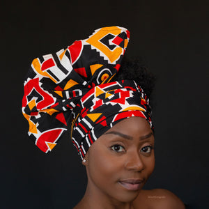 Afrikaanse zwart / rood hoofddoek - mud cloth headwrap