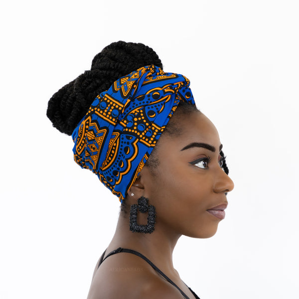 Afrikaanse hoofddoek / headwrap - Ancient blauw