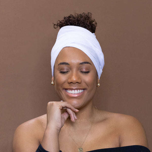 Witte hoofddoek - Headwrap van stretchy Jersey stof