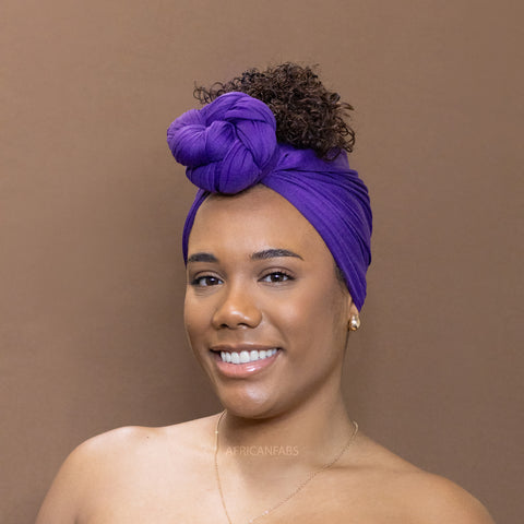 Paarse hoofddoek - Headwrap van stretchy Jersey stof