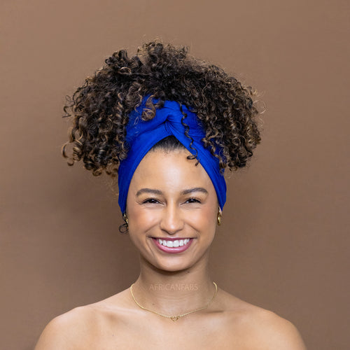 Blauwe hoofddoek - Headwrap van stretchy Jersey stof