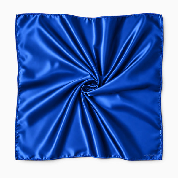 Blauw Satijnen Vierkante Sjaal / Bandana / Hoofddoek 90 x 90 cm
