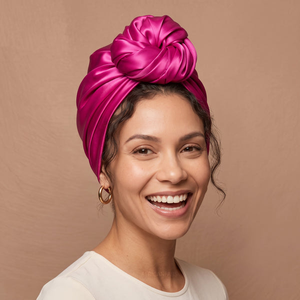 Pink Fuchsia Satin Square Scarf / Bandana / Headwrap 90 x 90 cm