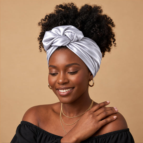 Silver Satin Square Scarf / Bandana / Headwrap 90 x 90 cm