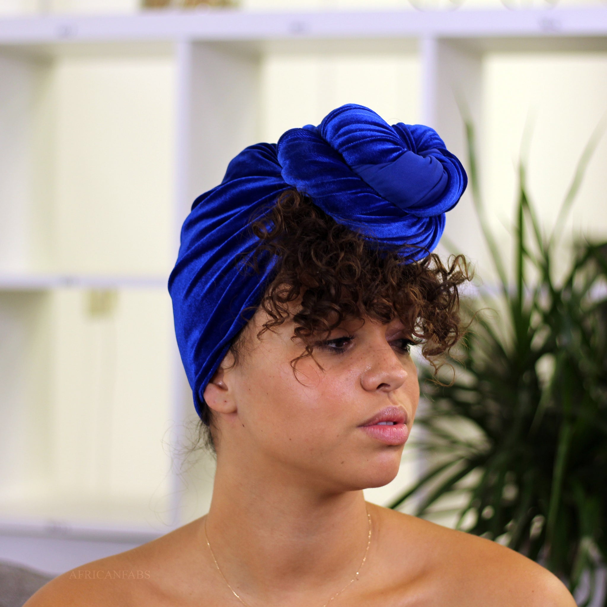 Fluwelen hoofddoek / Velvet headwrap - Royal blauw