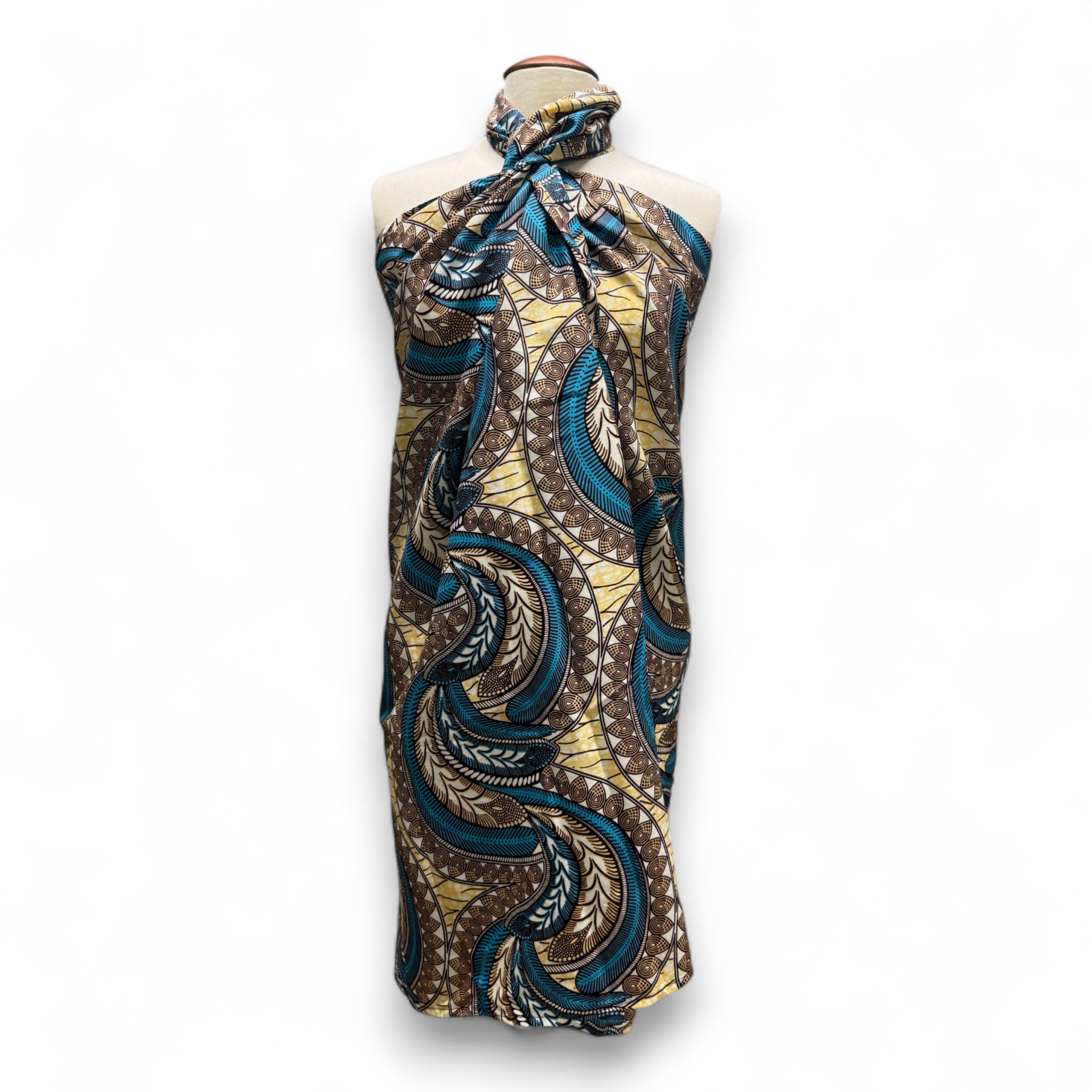 Sarong / pareo / pangi katoen - Strandkleding wikkelrok / omslagdoek / baby wrap - Beige Blauwe Feather