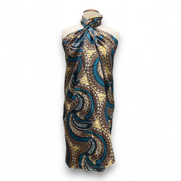 Sarong / pareo / pangi katoen - Strandkleding wikkelrok / omslagdoek / baby wrap - Beige Blauwe Feather