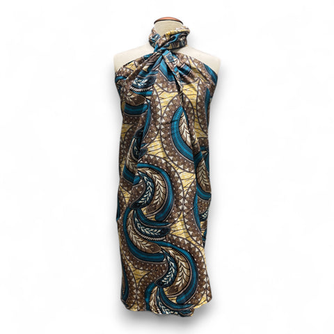 Sarong / pareo / pangi katoen - Strandkleding wikkelrok / omslagdoek / baby wrap - Beige Blauwe Feather