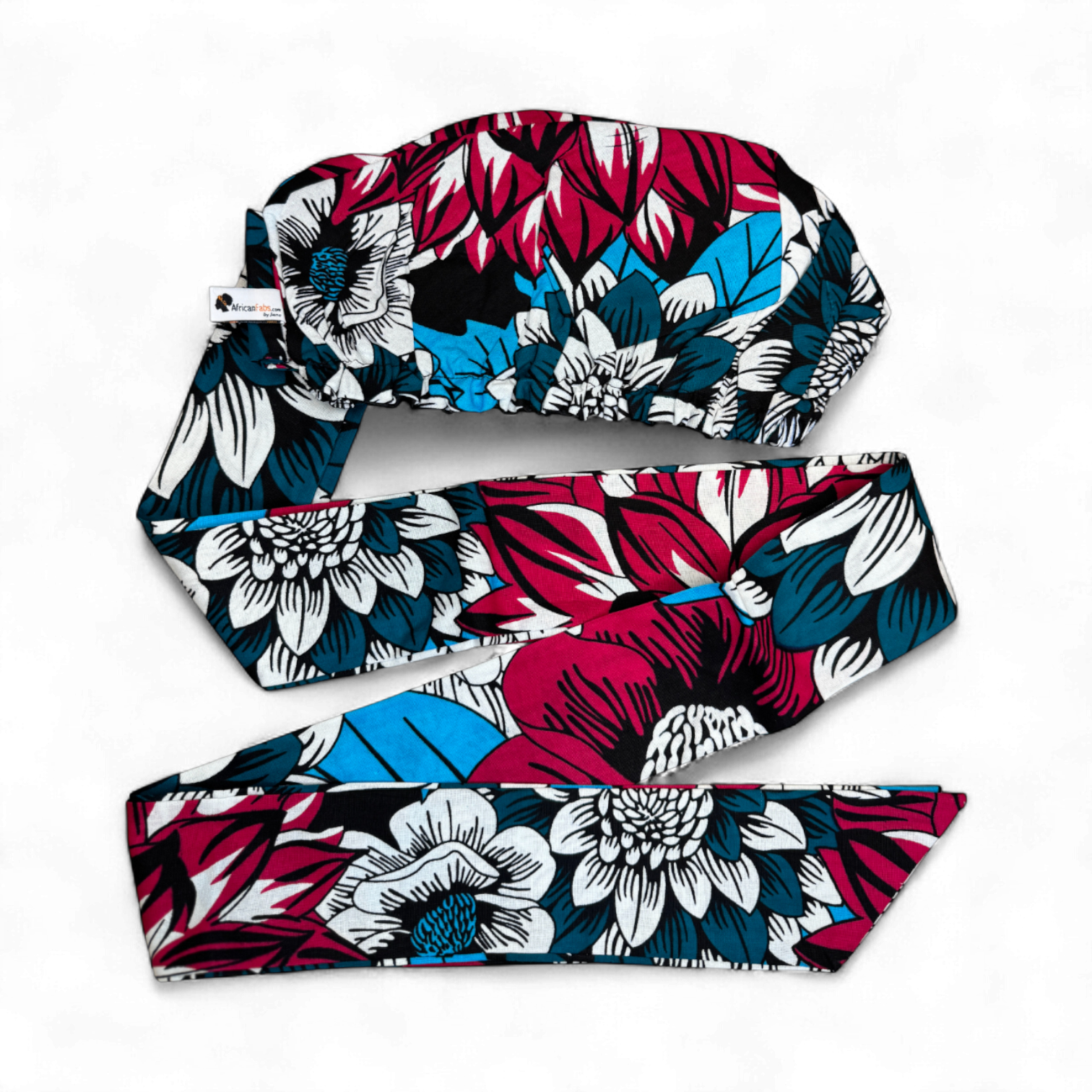 Easy headwrap / hoofddoek - Roze & Teal Bloemen