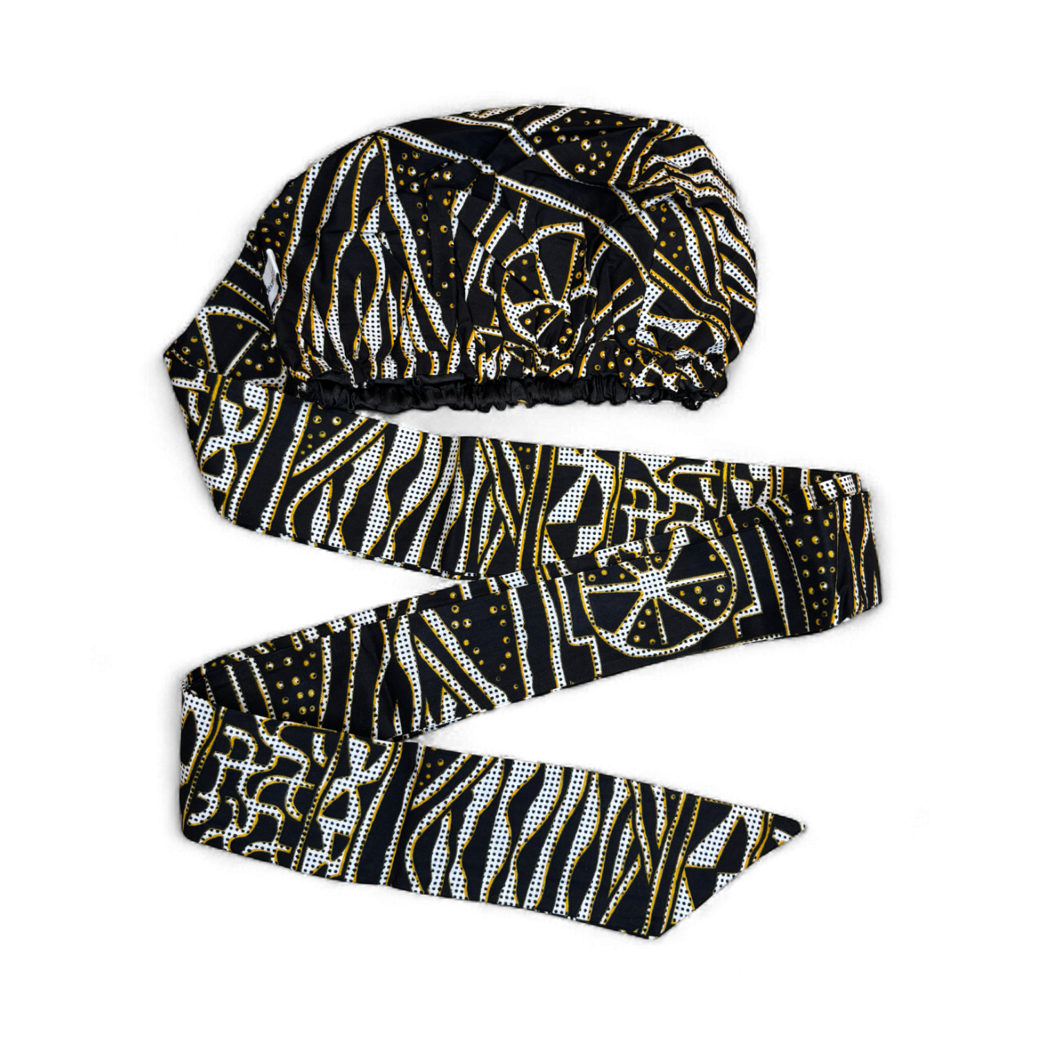 Easy headwrap / hoofddoek - Zwart Geel Ndop Kameroen