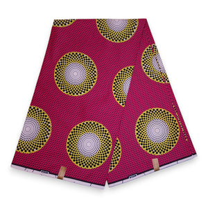 Afrikaanse stof - Rood / Geel Circles - 100% katoen