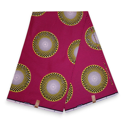 Afrikaanse stof - Rood / Geel Circles - 100% katoen