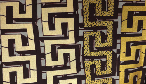 Afrikaanse stof - Goud Bruin Royal Maze - Special effect Brillant Platinum Edition