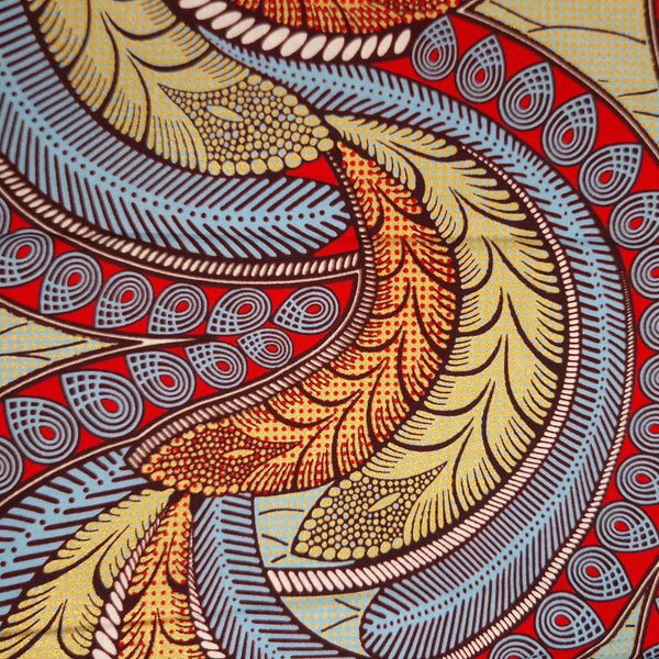 Afrikaanse stof - Gouden Feathers - Goud effect Brillant Platinum Edition