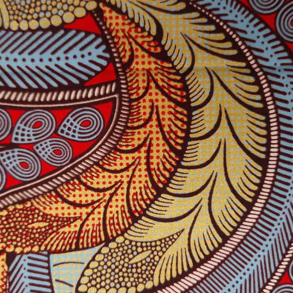 Afrikaanse stof - Gouden Feathers - Goud effect Brillant Platinum Edition