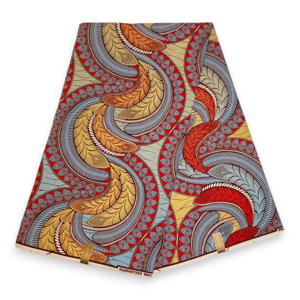 Afrikaanse stof - Gouden Feathers - Goud effect Brillant Platinum Edition