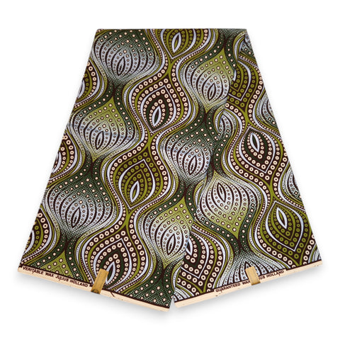 Afrikaanse stof - Groen Leaf Eye Drops - Special effect Brillant Platinum Edition
