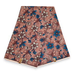 Afrikaanse stof - Blauw Mixed Flowers - 100% katoen