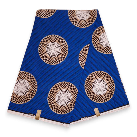 Afrikaanse stof - Blauwe Circles - 100% katoen