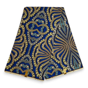 Afrikaanse stof - Blauwe patterns - 100% katoen