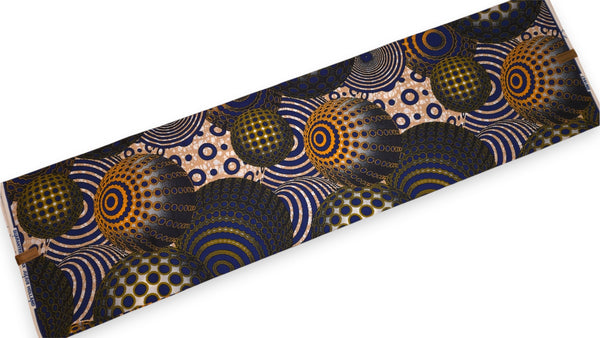 Afrikaanse wax print stof - Blauw Oranje Cosmic Orb Pattern - 100% katoen