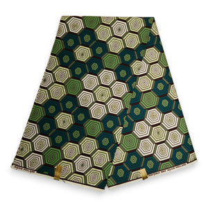 Afrikaanse stof - Groene Hexagon  - 100% katoen