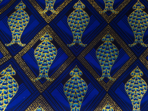 Afrikaanse stof - Exclusief versierd met glittereffecten 100% katoen - KT-3077 Paars Goud