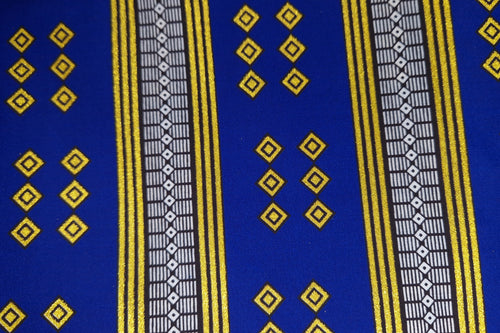 Afrikaanse stof - Exclusief versierd met glittereffecten - Poly - KT-3095 Goud Blauwe Kente