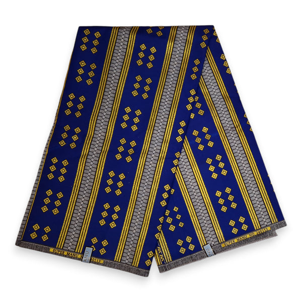 Afrikaanse stof - Exclusief versierd met glittereffecten - Poly - KT-3095 Goud Blauwe Kente