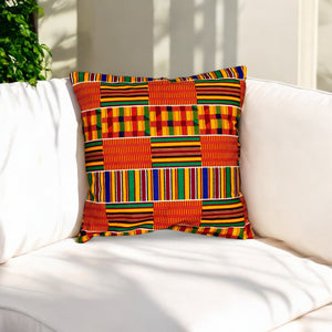 Afrikaans kussen | Kente Oranje - Sierkussen 45x45 - 100% Katoen