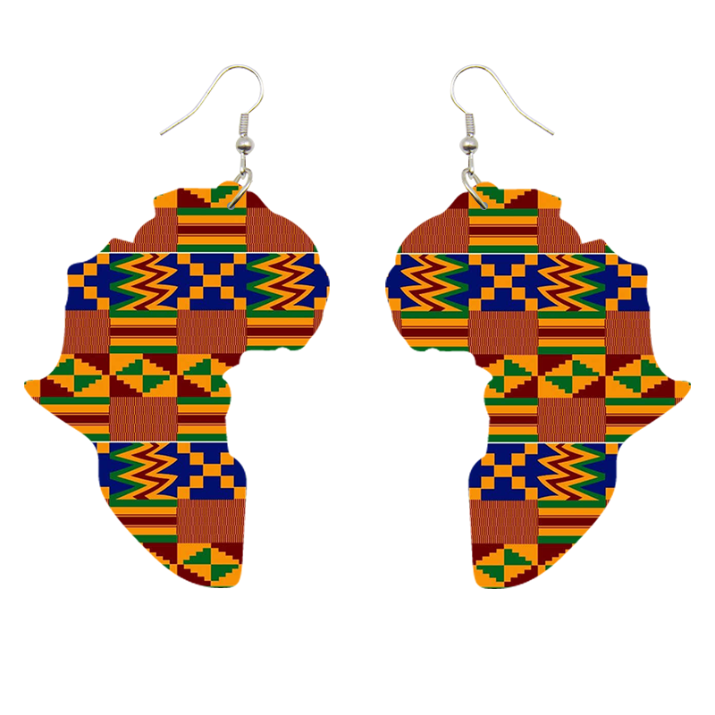 African Continent Earrings Kente Blauw