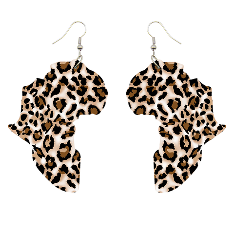 African Continent Earrings with Leopard pattern