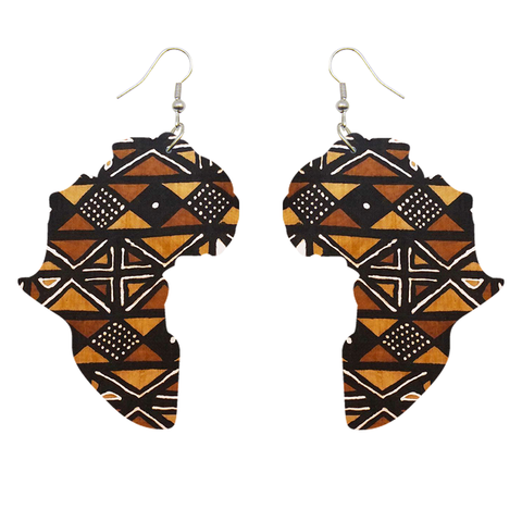 African Continent Earrings Bruine Mud