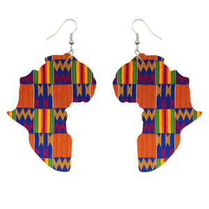 African Continent Earrings Kente