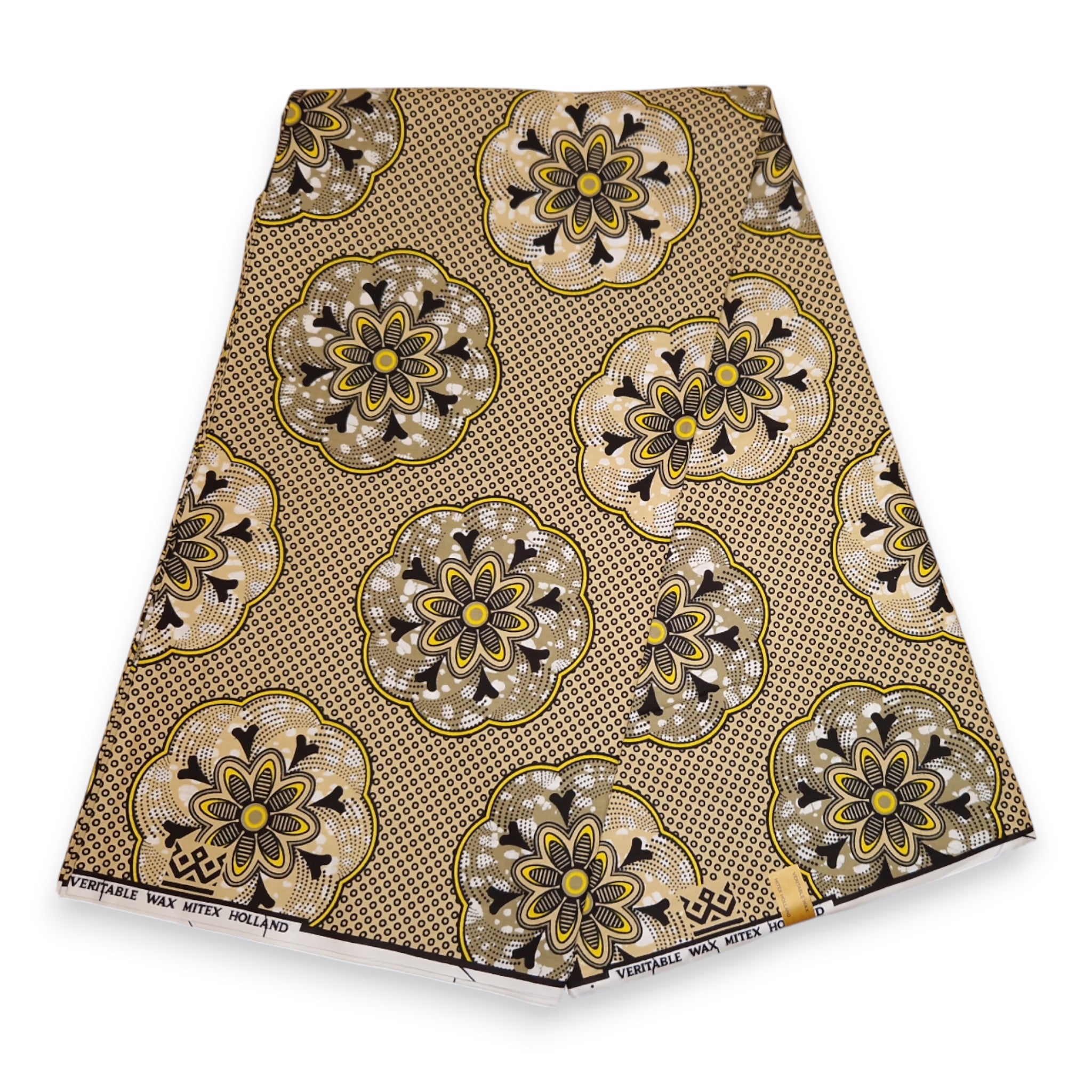 Afrikaanse stof - Beige Shapes - 100% katoen
