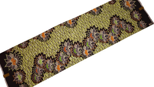 Afrikaanse wax print stof - Groen Zwart Lotus Border - 100% katoen