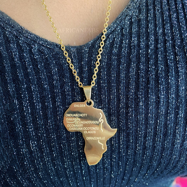 Ketting / halsketting / hanger - Afrikaans continent groot - Goud
