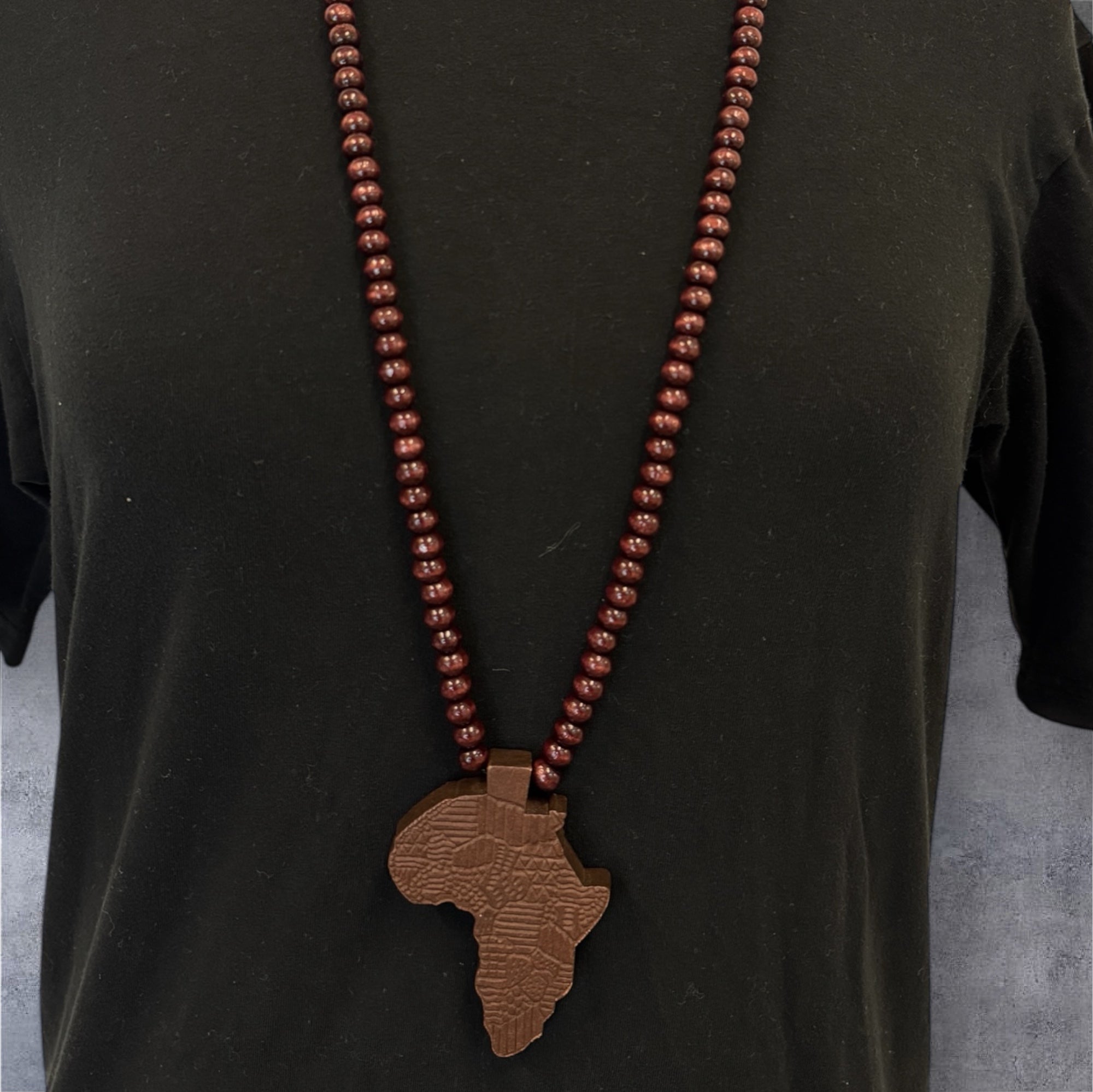 Houten kralen ketting / halsketting / hanger - Afrikaans continent - Donker bruin