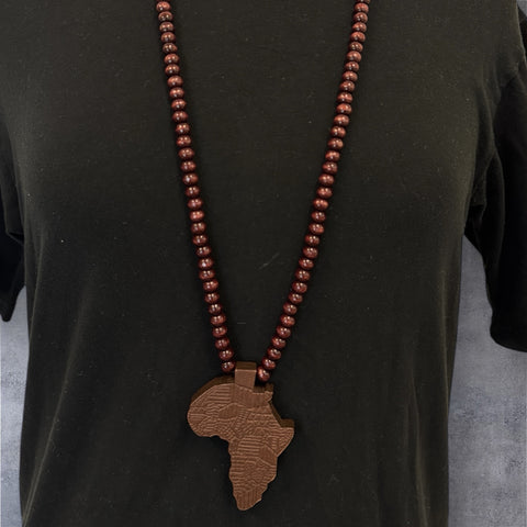 Houten kralen ketting / halsketting / hanger - Afrikaans continent - Donker bruin