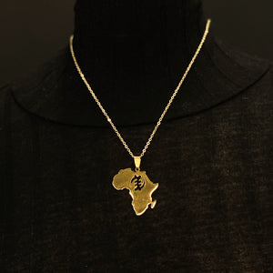 Necklace / pendant - GYE NYAME - ADINKA SYMBOL - African continent Gold coated