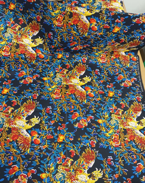 Afrikaanse stof - Multicolor Bird - Polycotton (Belangrijk: tekst lezen aub)