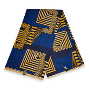 Afrikaanse stof - Blue maze - Polycotton