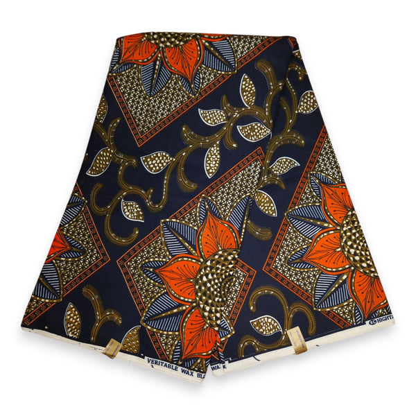 Afrikaanse stof - Orange Flower - Polycotton